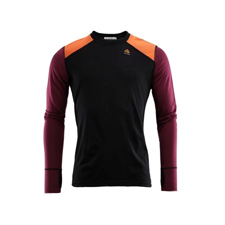 LightWool reinforced crewneck M's -Jet Black/Zinfandel/Orange Tiger XL