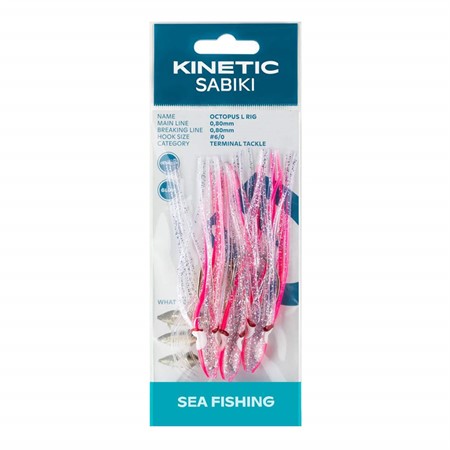 Kinetic Sabiki Octopus L #6/0 Pink/Glow