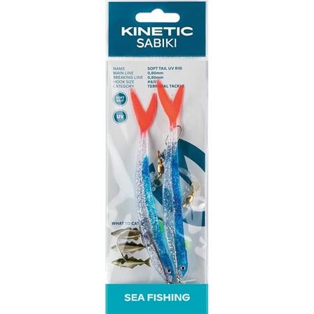 Kinetic Sabiki Soft Tail UV #8/0 Blue Fire Tail
