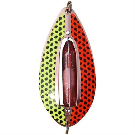 Muskus copper 81mm with yellow and red sticker black dots